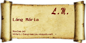Láng Mária névjegykártya