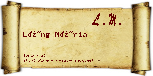 Láng Mária névjegykártya